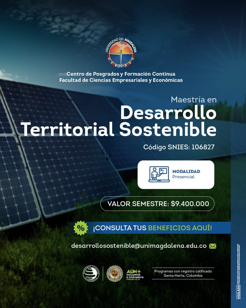 rafagarcialuna's tweet photo. ¿Quieres hacer un posgrado? Este es el año y en @Unimagdalena te ofrecemos estos programas. Comunícate a los correos electrónicos para tener el placer de brindarte toda la información https://t.co/Y0vkzhDU7x