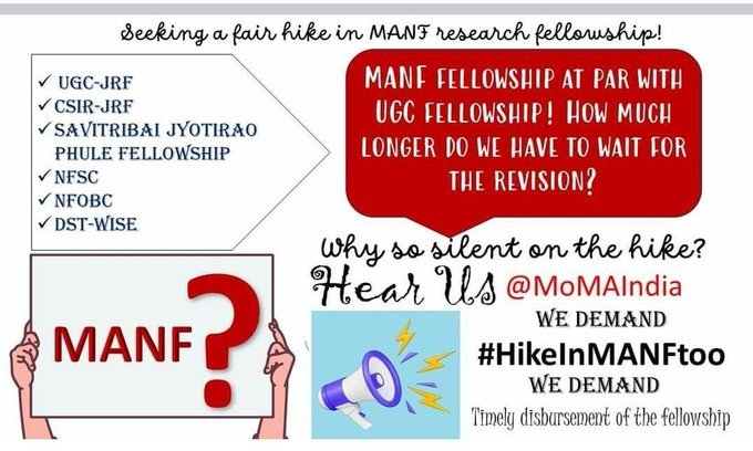 SaniPrince21's tweet photo. Dear @TweetJoshmanish Sir, #MANF Scholars r still waiting fr revision #HikeInMANFtoo notification from @MOMAIndia &amp; @NMDFCDELHI. How long do we have to wait @smritiirani @johnbarlabjp @SrinivasKat ?

@EduMinOfIndia @ugc_india @PMOIndia @narendramodi @mamidala90 @DrJitendraSingh https://t.co/ouaC8vNMTY