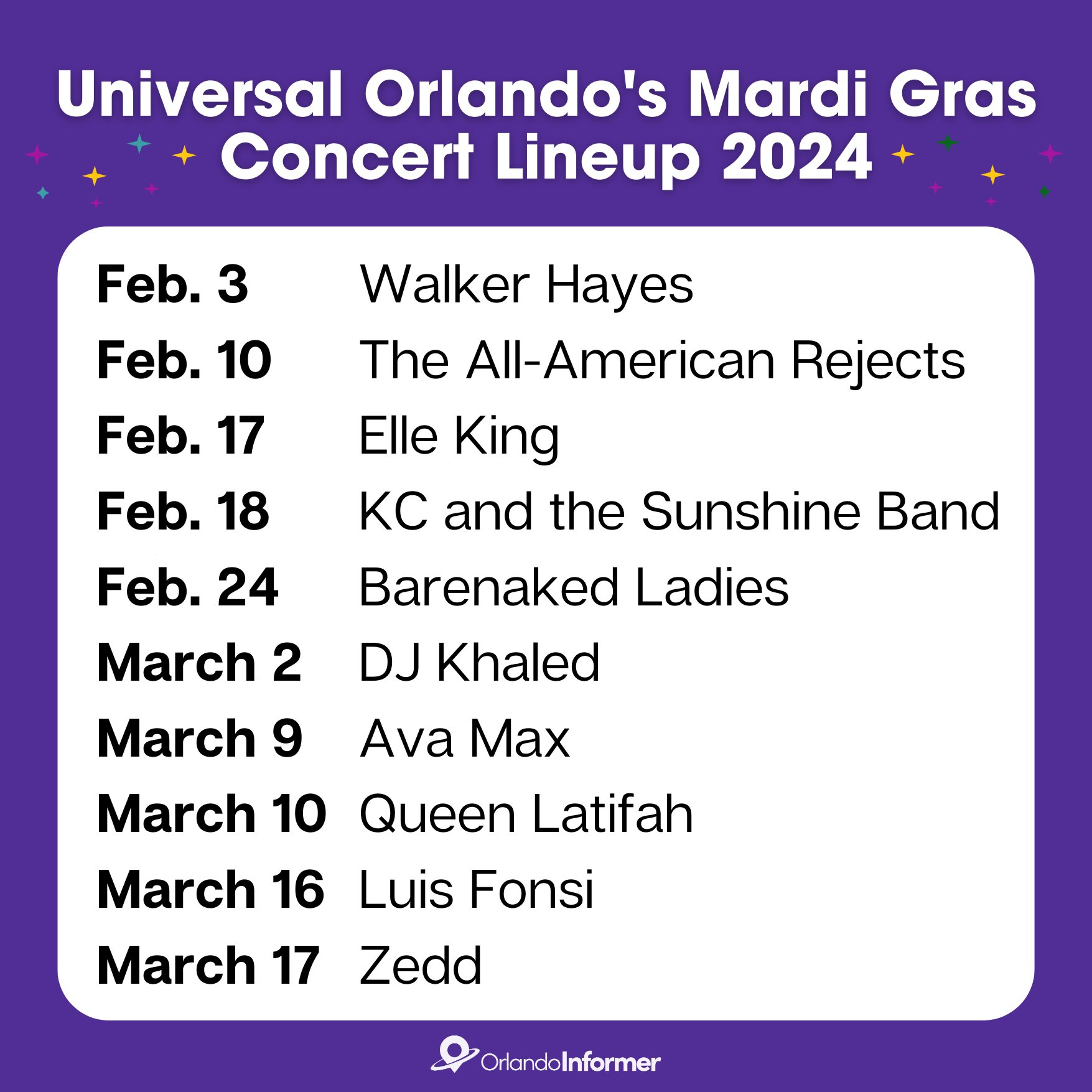 Universal Mardi Gras 2024: Concert Lineup Revealed!