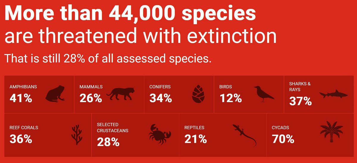 🐯🐟🐝The number of assessed species on the IUCN Red List of Threatened Species™ is now 157,190, with over 44,000 threatened with #extinction. The IUCN Red List is the most comprehensive inventory of the #conservation status of plant and animal species.