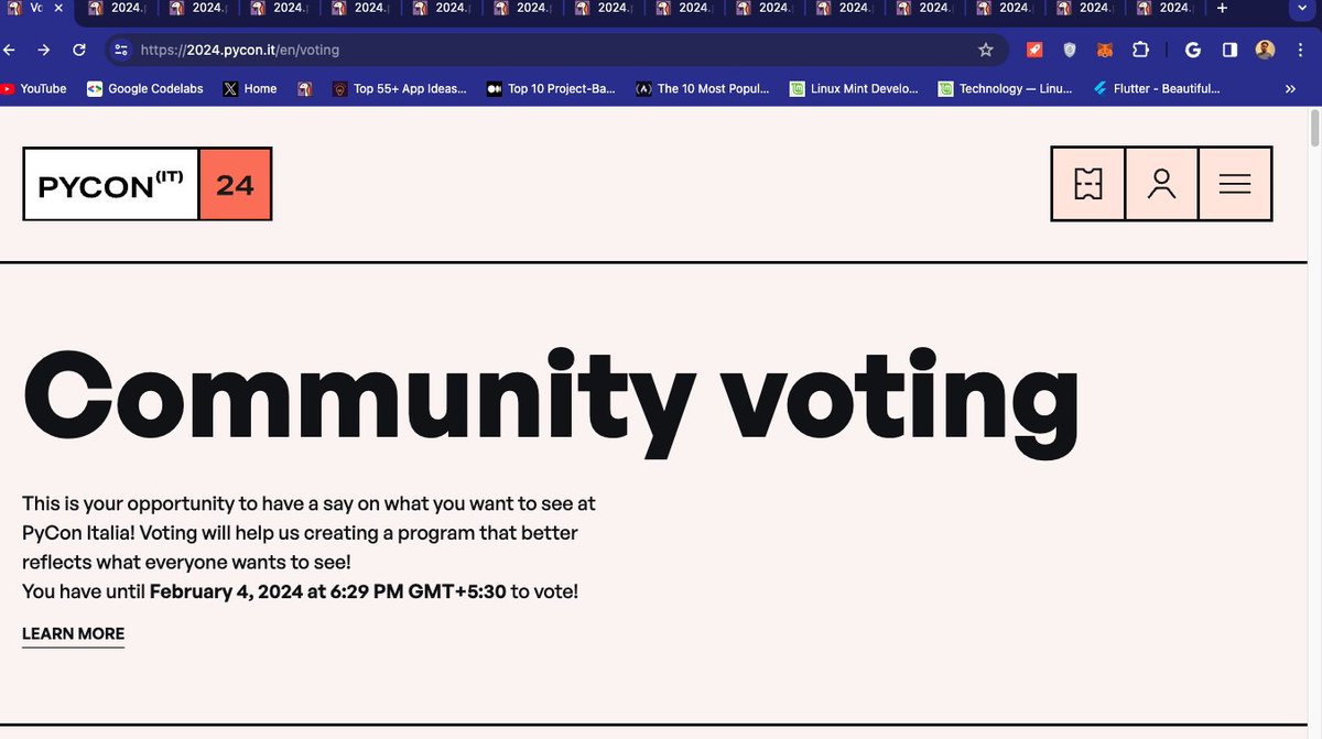 Doing my community voting for @pyconit , Go ahead and vote for your favorite talks 😁😁