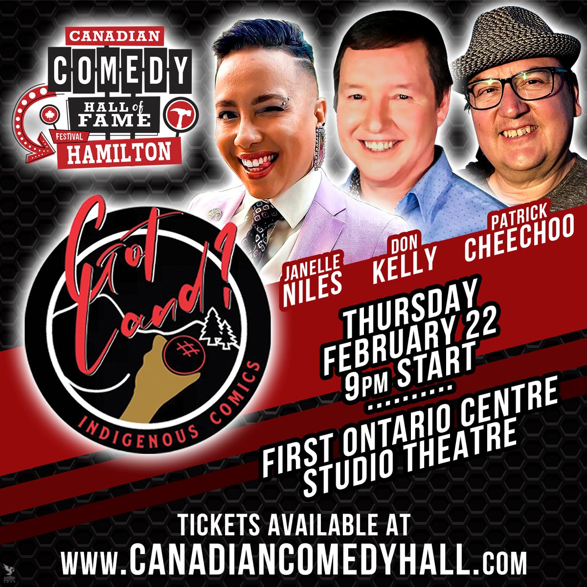 Get ready for "GOT LAND?" Join us on Feb 22 at the First Ontario Centre Studio Theatre as part of CCHOF Festival Week.

Mark your calendars, gather your friends, and let's celebrate the beauty of laughter together!
Canadiancomedyhall.com for tickets

@TweetTheCore <a href="/NilesJanelle/">Janelle Niles</a>