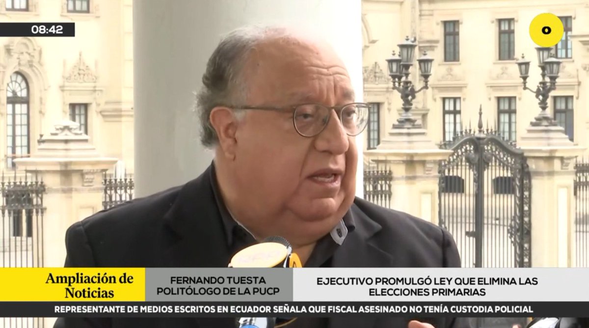 RPPNoticias's tweet photo. 🔴#AmpliaciónDeNoticias
El politólogo Fernando Tuesta comenta sobre la promulgación que elimina las elecciones primarias: "Es un retroceso y un costo para el Estado" #Lima489

📻 ► 89.7 FM / 730 AM
📺 ► Movistar 10 - 710 HD
📲 ► https://t.co/p3D4WYM0PK https://t.co/MZzJUkhFKn