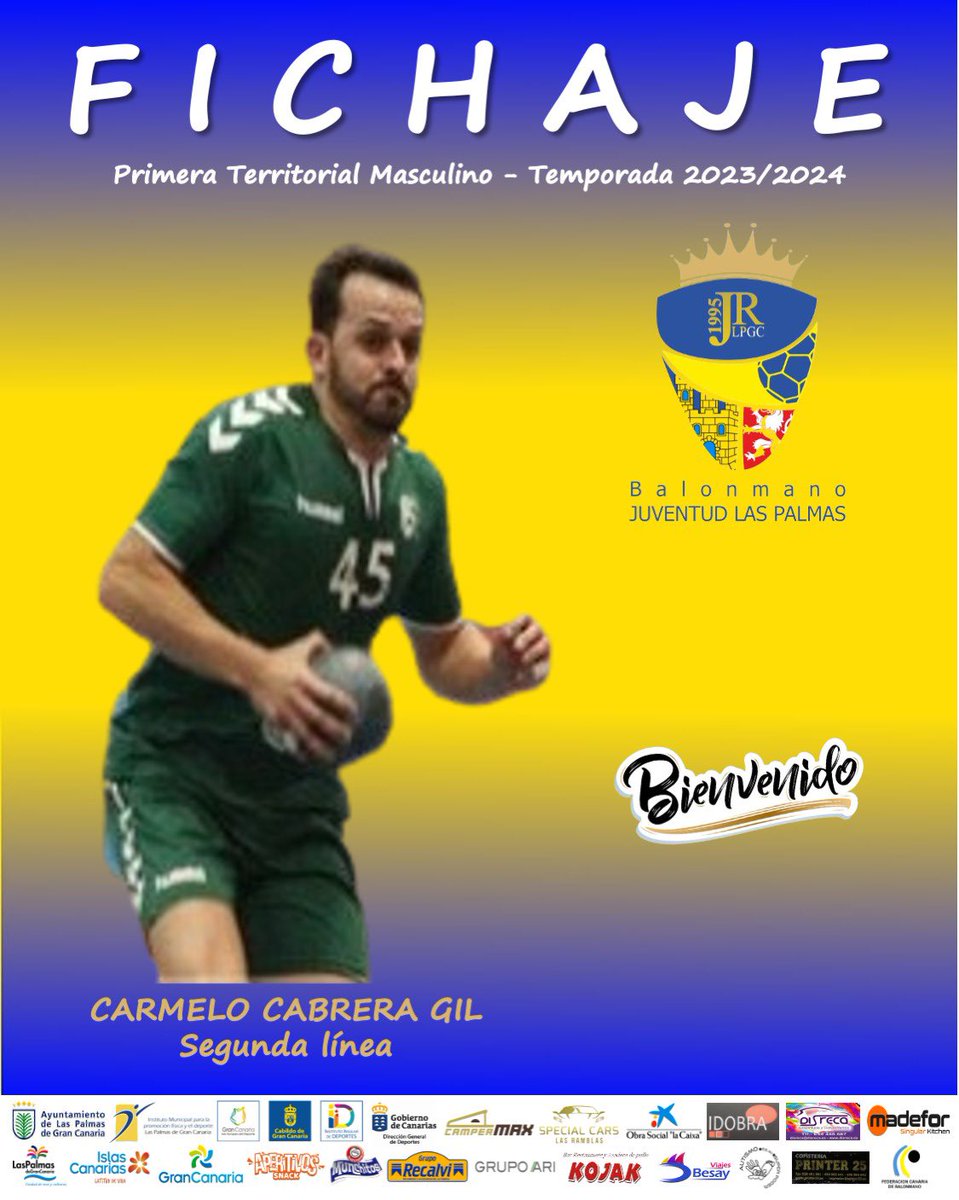 💥💥 🄵🄸🄲🄷🄰🄹🄴 💥💥

El veterano segunda línea 𝗖𝗔𝗥𝗠𝗘𝗟𝗢 𝗖𝗔𝗕𝗥𝗘𝗥𝗔 𝗚𝗜𝗟 es nuevo jugador del CAMPERMAX JUVENTUD LAS PALMAS para esta temporada ✍🏻🤝👏

¡Bienvenido nuevamente a tu casa Melo y gracias por confiar en este proyecto! 💛💙