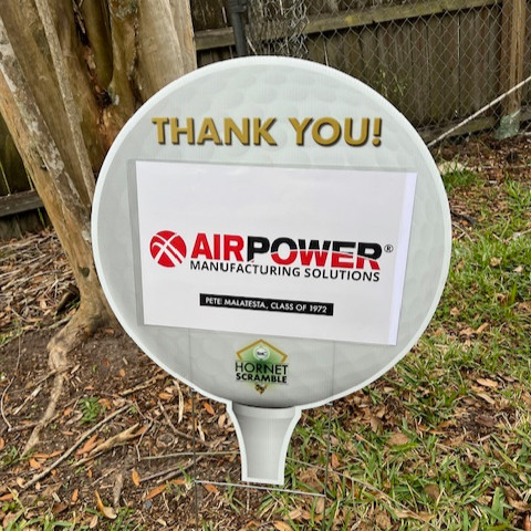 Air_Power_Inc's tweet photo. Thanks to Orlando Account Manager Pete Malatesta for signing us up as a hole sponsor at the "Gator Scramble", a fundraising tournament for his high school Alumni Golf Tournament. Always good to see the Air Power logo on a golf course. #classof1972 #airPOWER https://t.co/s5GdYKDwhq