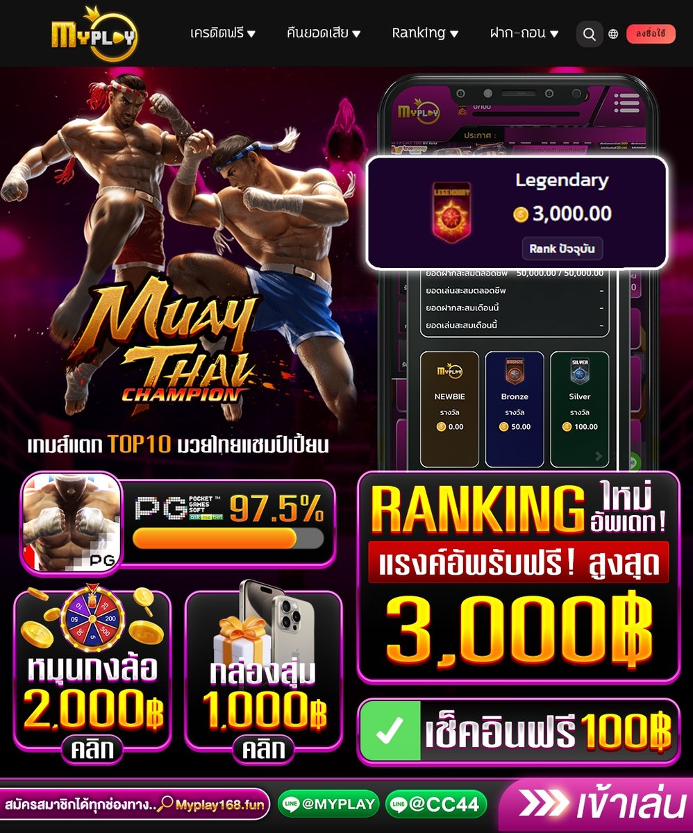 เกมทำกำไร
PG : Muay Thai

♻️เปลี่ยนเพชรเป็นเงิน
ทุก วันศุกร์ เสาร์ และ วันอาทิตย์
5,000 💎 แลกรับ 100 💵

- กติกา :❗ไม่ทำตามตัดสิทธิ์  
 รีทวิต♻ + กดหัวใจ❤ + คอมเม้น 👉#myplay168
แจกตลอด 24 ชม.
สมัคร : bit.ly/Myplay168fun
#myplay #สล็อตmyplay
#PGสล็อต
