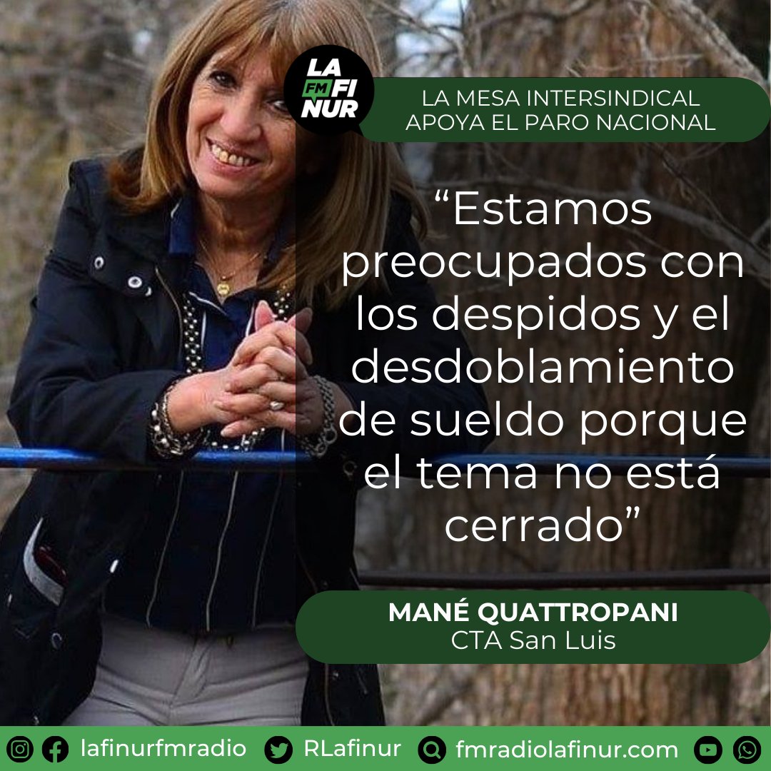 Mané Quattropani: “Estamos preocupados con los despidos y el desdoblamiento de sueldo porque el tema no está cerrado”

La representante de CTA de los Trabajadores se expresó a raíz de la situación laboral actual.

Nota completa en fmradiolafinur.com

#fmradiolafinur