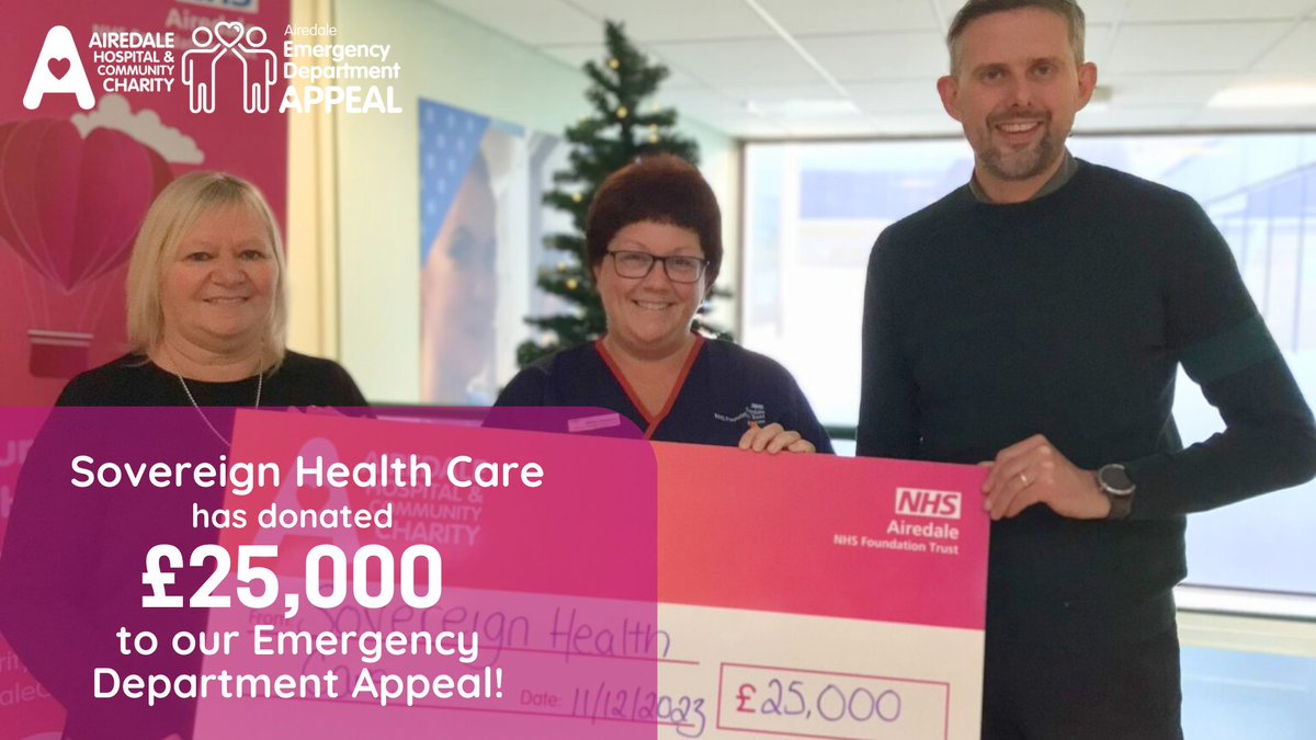 Our endless thanks goes to Sovereign Health Care for donating an incredible £25,000 to our ED Appeal! 🤩 This donation will have an amazing impact on our appeal, and will make a massive difference for our staff and patients. Thank you! 🧡