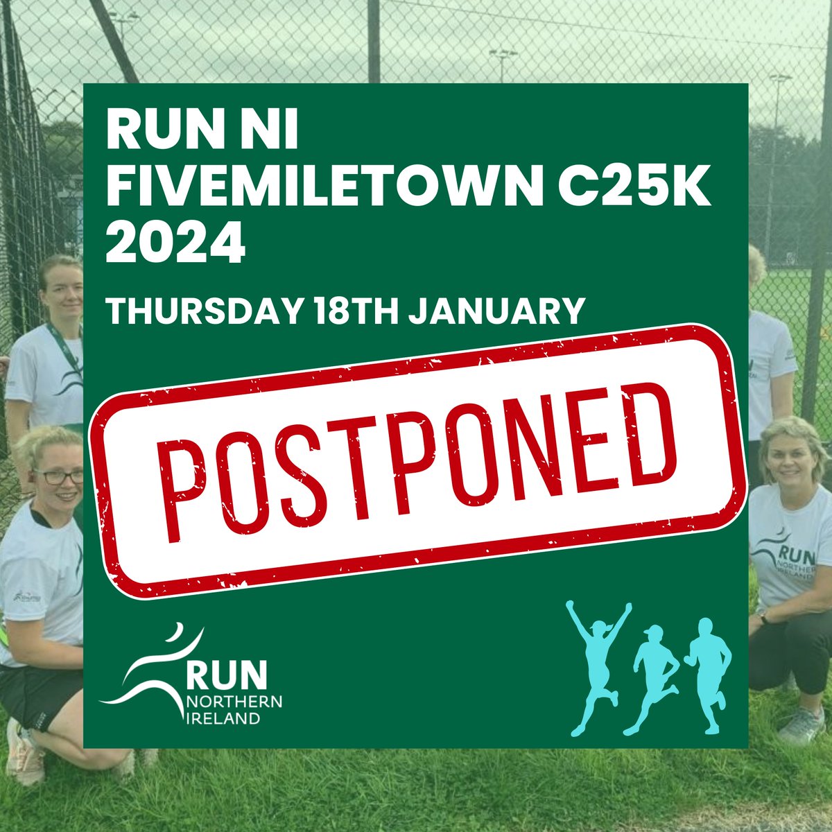 ❗ POSTPONED- Run NI Fivemiletown C25k

The Fivemiletown Couch to 5K that was due to start this evening has been postponed due to the weather and will now begin Thursday 25th January.