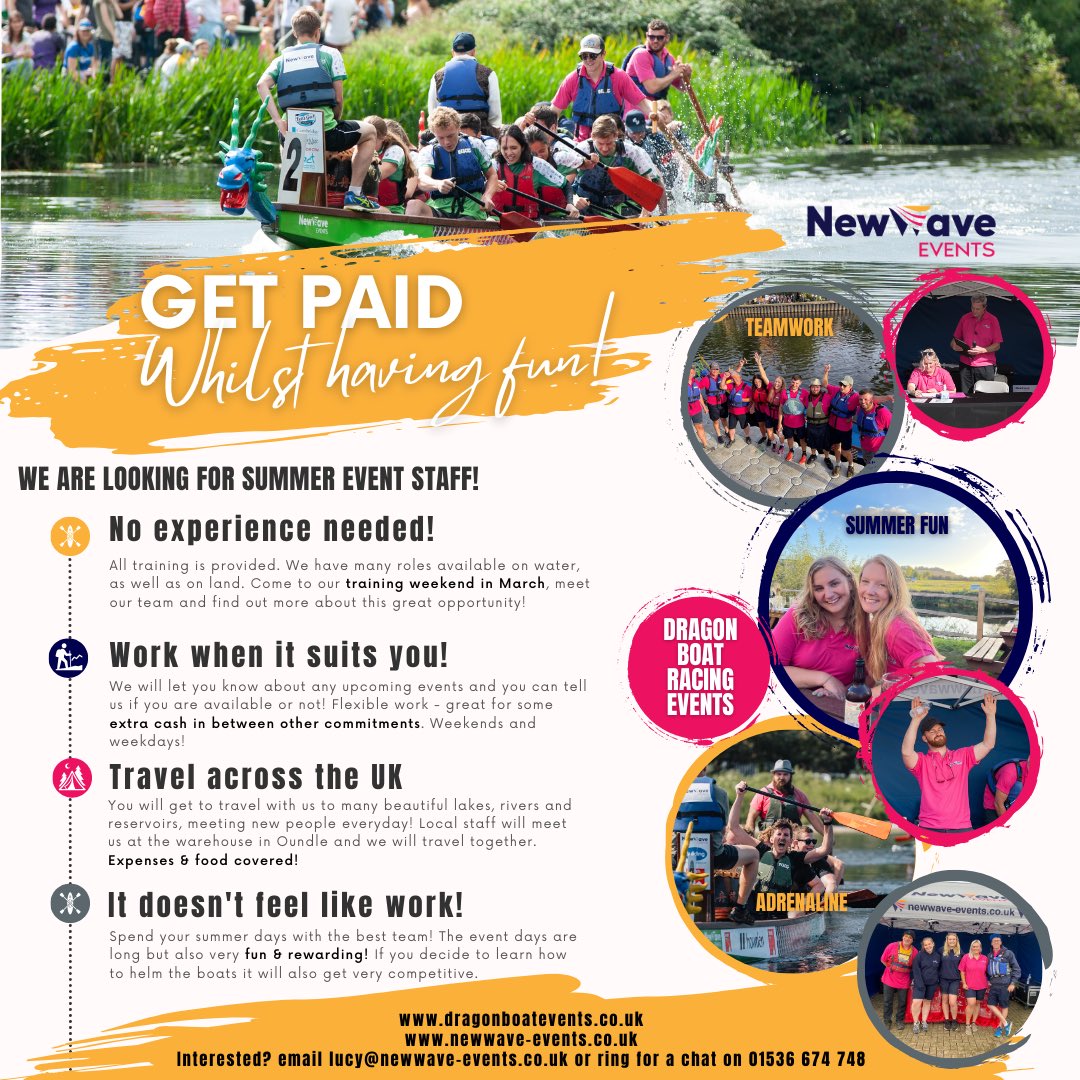 NewWave Events (@newwaveevents_) on Twitter photo We’re looking for summer event staff!!
See below for more on the perfect ad hoc summer role for all ages, no experience required and training days in March 2024!
Get in touch today to register your interest, we’d love to meet you 😊;
lucy@newwave-events.co.uk
#eventstaff We’re looking for summer event staff!!
See below for more on the perfect ad hoc summer role for all ages, no experience required and training days in March 2024!
Get in touch today to register your interest, we’d love to meet you 😊;
lucy@newwave-events.co.uk
#eventstaff