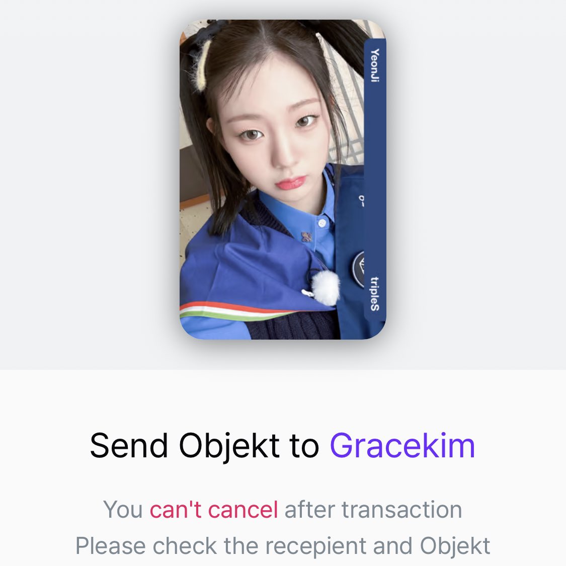 yooyeogurt's tweet photo. CONGRATULATIONS @gracelovekxm 🫶✨ You won Yeonji 315Z 💕

Until next ga ✨ https://t.co/Xmi0ZHdwmX