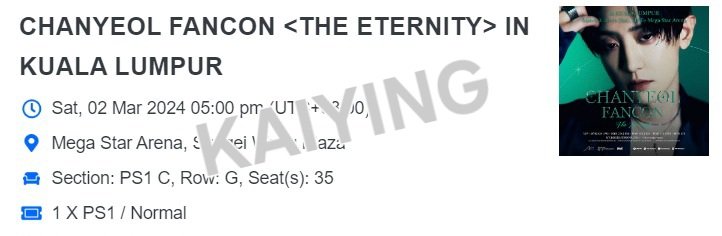 ChangKaiYing's tweet photo. WTS
Section: PS1 C Row G Seat 35
Price: negotiable
Location: can meet up for Klang Valley, can further discuss if out of Klang Valley
PM for more info 👋🏻
#CHANYEOL_THE_ETERNITYinKL
#CHANYEOLinKL #CHANYEOLinMY
#EXO
#CHANYEOL
#CHANYEOL_FANCON_TOUR 
#엑소
#찬열 https://t.co/bouCGLFIyB