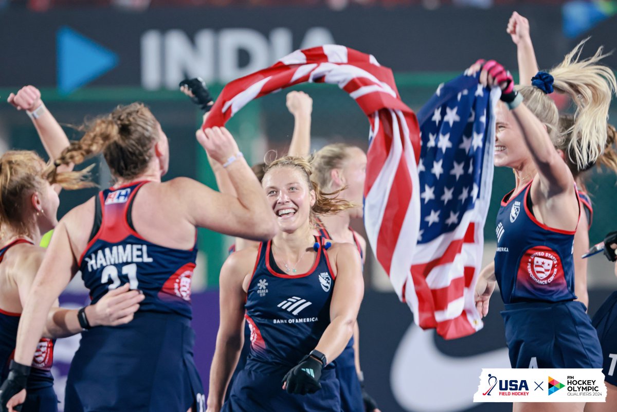 USAFieldHockey's tweet photo. THAT JUST QUALIFIED FEELING 🤩 🇺🇸

#Paris2024 | #Olympics https://t.co/1DuqcDF007