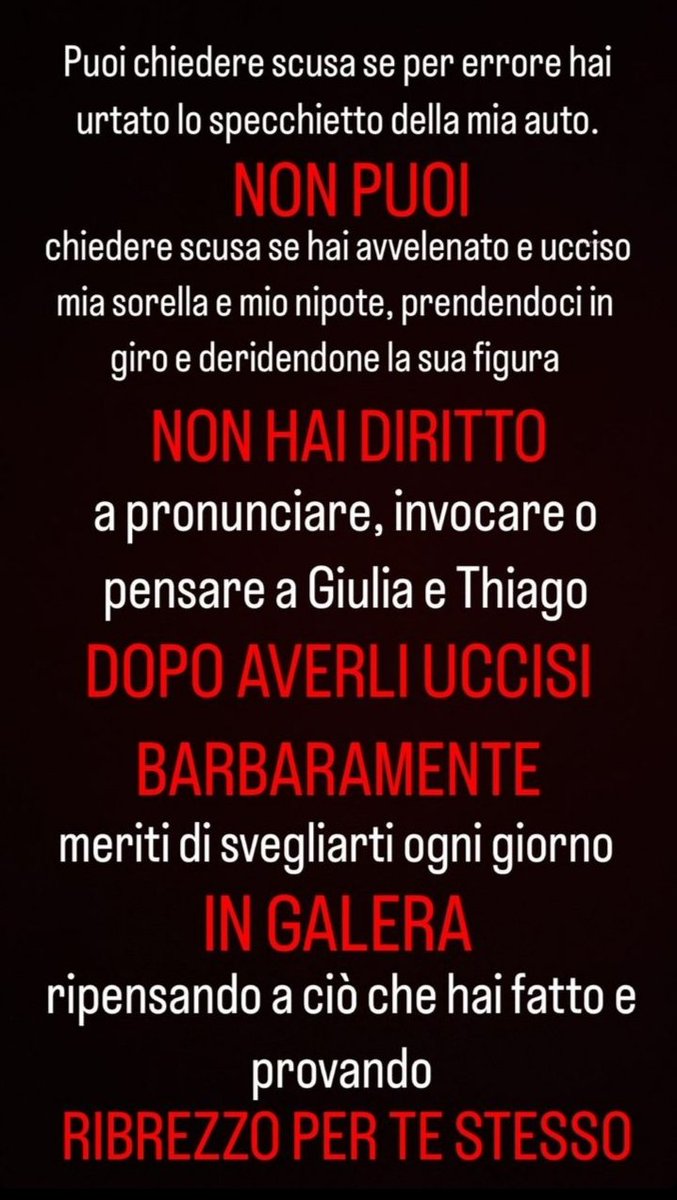 Giustizia per Giulia e Thiago! 
Nessun perdono per l'assassino! 🤬 #GiuliaTramontano #Impagnatiello