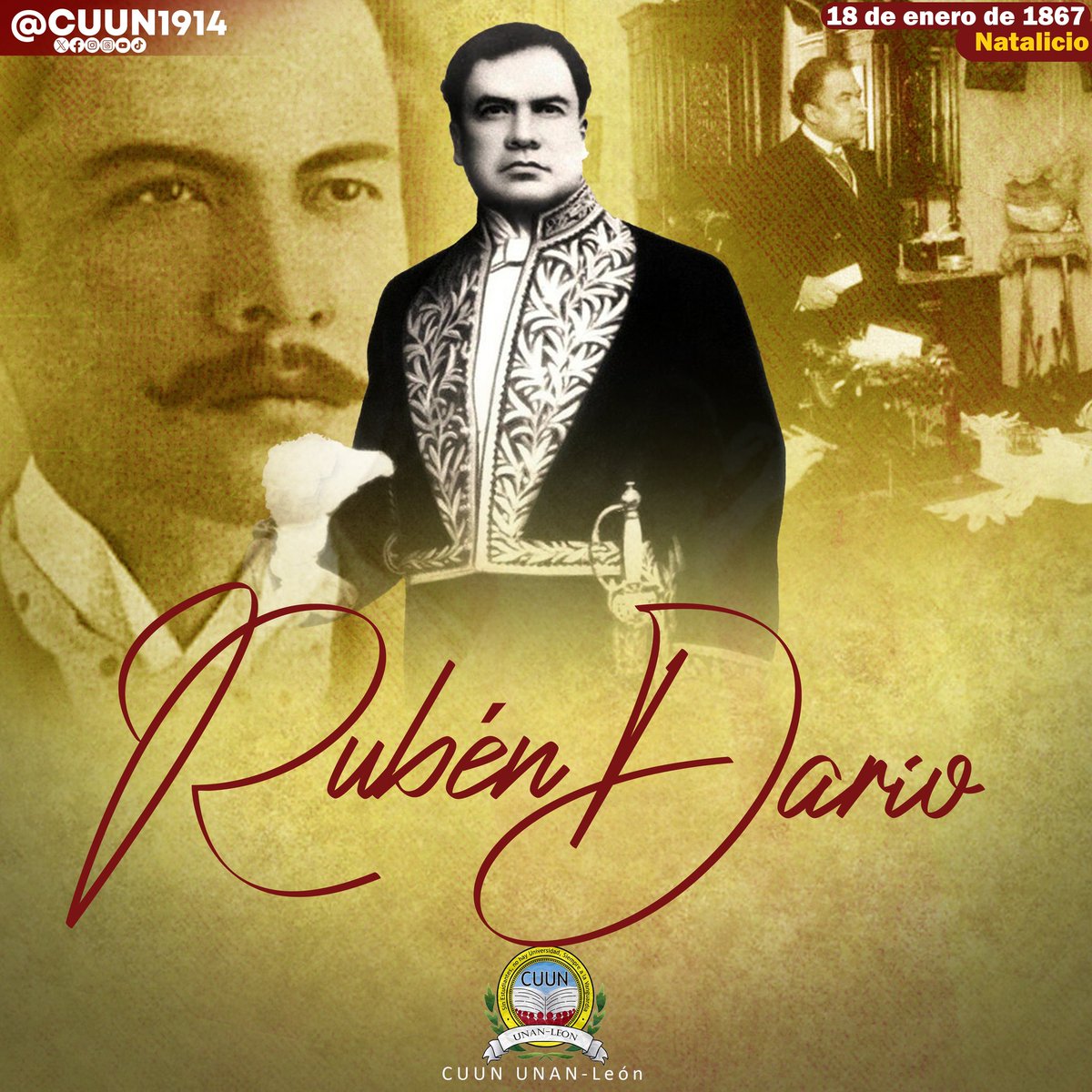 #18DeEnero || Saludamos el 157 aniversario del natalicio Príncipe de las Letras Castellanas Rubén Darío.

#DarioVidaYEsperanza 
#4519LapatriaLaRevolución 
#CUUN1914