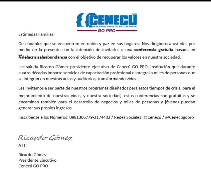 CenecuPro's tweet photo. #delacrisisalaabundancia
#desarrollopersonal
#inteligenciafinanciera @CenecuPro @CursosCenecu 
CONFERENCIA GRATUITA https://t.co/qEngZ5eR4E