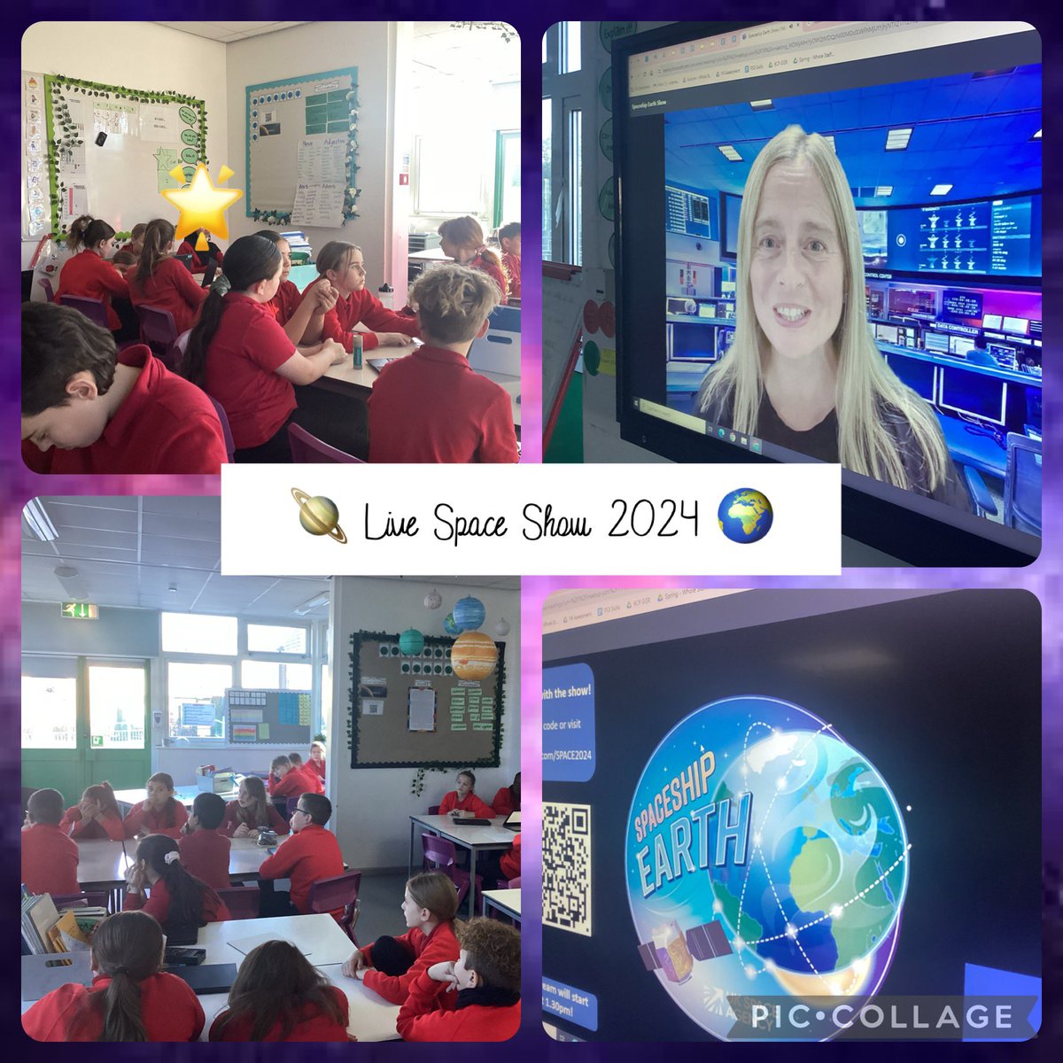 LliswerryPrim's tweet photo. Year 6 loved participating in the live space show this afternoon! Diolch ti! @SpacefundJo https://t.co/EsXNZIVs1g