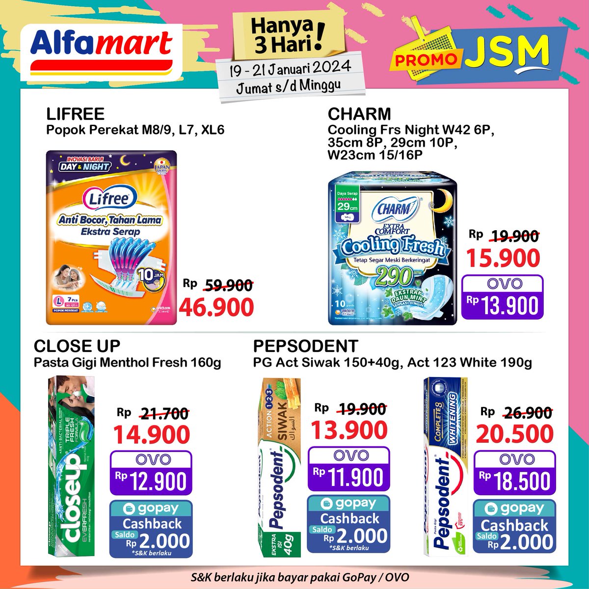 alfamart's tweet photo. ✨ Terkejut-kejut aku terkejut dengan #PromoJSMAlfamart 😅

Dari produk kebutuhan Si Kecil atau kebutuhan personal caremu semua ada dan lagi ada Harga Spesial hanya di Promo #JSMAlfamart

Yuk langsung belanja ke #Alfamart atau bisa juga di #Alfagift
⁣⁣⁣Periode 19-21 Jan 2024 https://t.co/K6wEjd4JJY