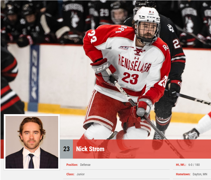 Congratulations #23 Nick Strom for being nominated for Hockey Humanitarian Award. #TheEducatedDecision <a href="/rpi/">Rensselaer Polytechnic Institute</a> <a href="/RPIAthletics/">RPI Athletics</a>  uscho.com/2024/01/17/hoc…