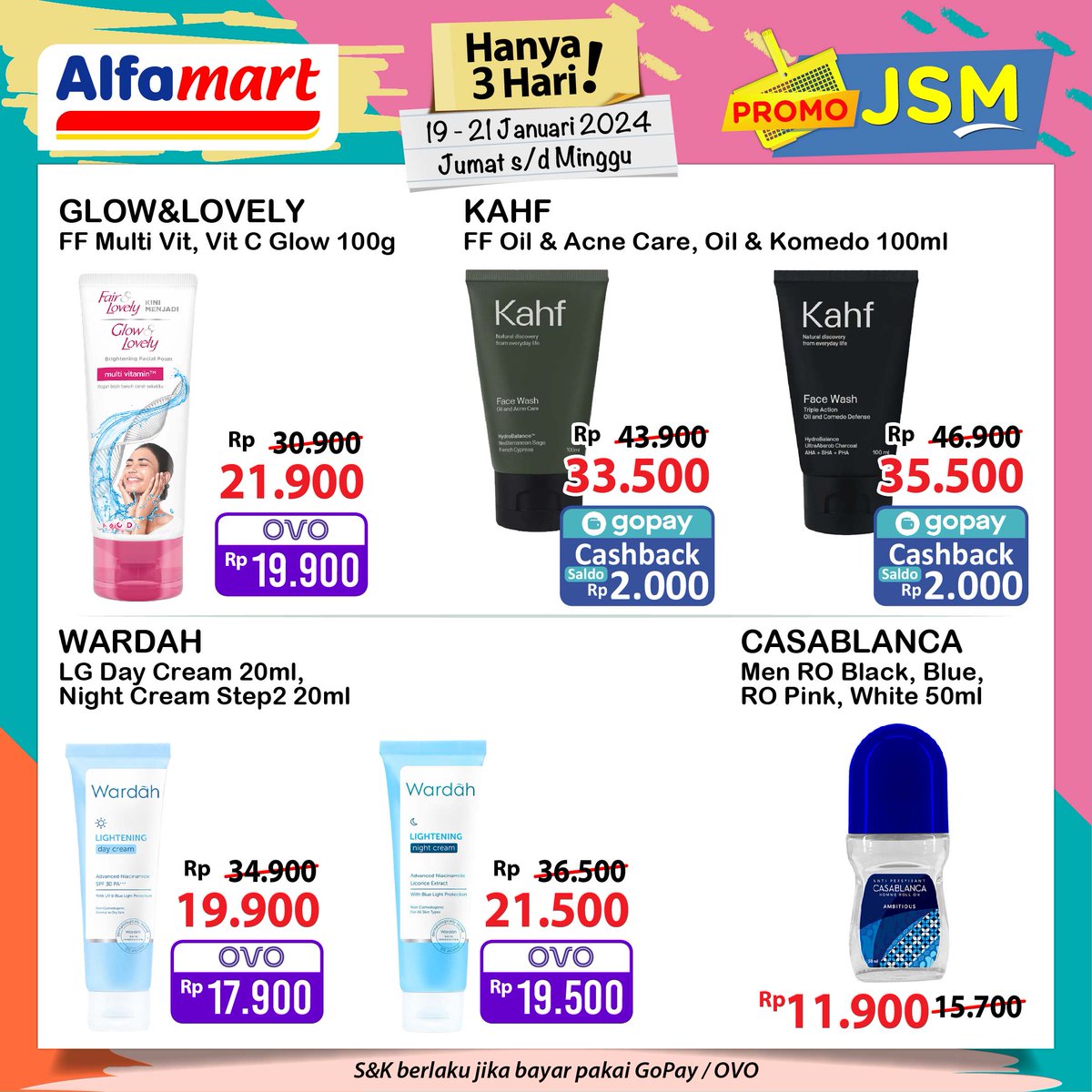 alfamart's tweet photo. Promo JSM Alfamart HANYA 3 HARI AJA!!!
Nikmati juga EKSTRA DISKON untuk Debit pilihanmu serta juga nikmati harga LEBIH MURAH dengan GoPay atau OVO 😎😉⁣⁣⁣⁣⁣⁣

⁣⁣⁣Periode 19-21 Januari 2024 https://t.co/Z8ILXvJV7M
