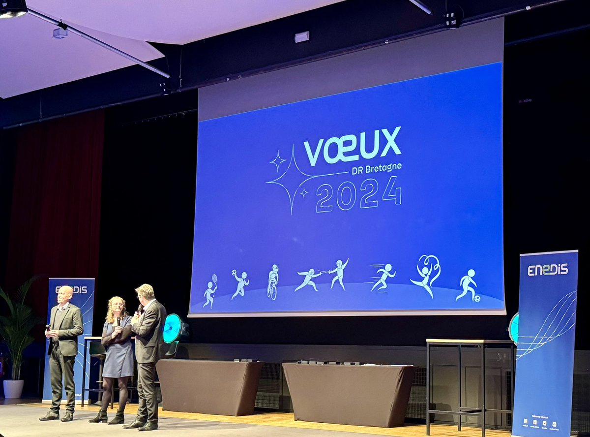 Cette semaine, j’ai assisté aux vœux d’ <a href="/enedis_bretagne/">Enedis en Bretagne</a> pour les départements Ille &amp; Vilaine et Morbihan. 
L’occasion pour @JPLamarcade et Frédéric Le Tallec, avec une énergie communicative, d’illustrer le bilan breton 2023 et de donner la vision pour 2024.
Bravo à l’équipe Com