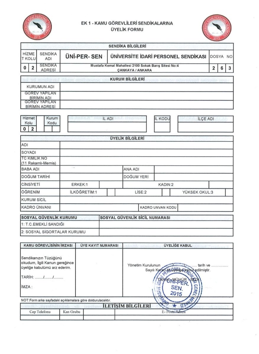 Üniversite idari personelinin sorunlarının çözümü için, memurun sesinin daha gür çıkması için aşağıdaki formu doldur bilgi@unipersen.org.tr adresine gönder.
BİRLİKTE BAŞARABİLİRİZ. Haydi sen de ÜNİPERSEN'li ol.