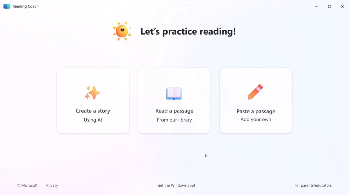 Announcing the stand-alone version of Reading Coach - AI-powered personalized practice at school & home 📖 ✅ Students create stories using AI ✅ Reading Coach listens to you read ✅ Practice challenging words ✅ Achievements 🔗 techcommunity.microsoft.com/t5/education-b… #MIEExpert #MicrosoftEDU