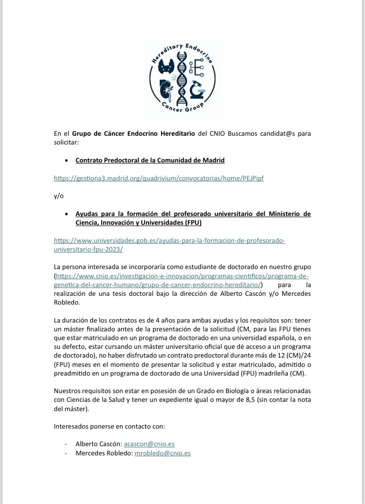 Hereditary Endocrine Cancer Group @CNIOStopCancer tweet media