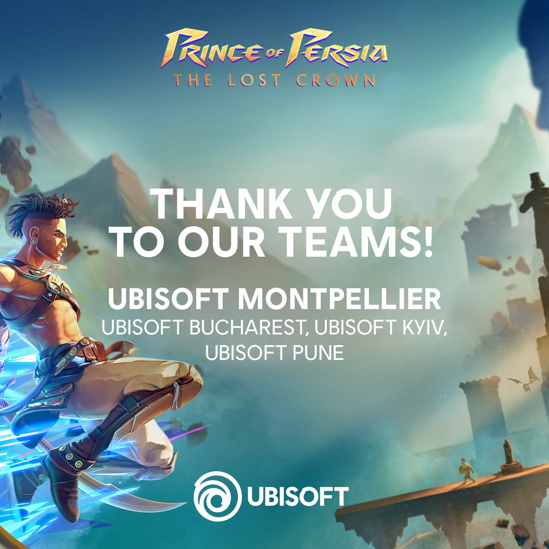 LAUNCH DAY! #PrinceofPersia is back with The Lost Crown 👑 A huge congratulations to lead studio Ubisoft Montpellier, and the supporting teams around the world for bringing this game to life!