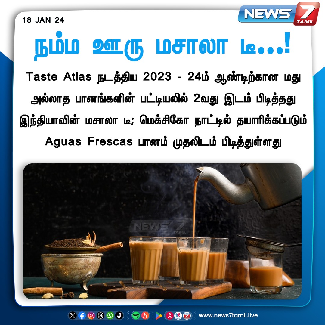 நம்ம ஊரு மசாலா டீ   

#India | #MasalaTea | #Tea | #TasteAtlas | #Mexico | #AguasFrescas | #NonAlcohal | #News7Tamil | #News7TamilUpdates