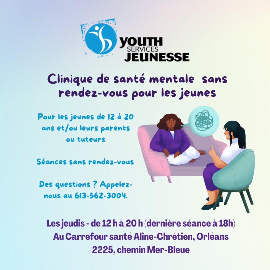 BSJ_YSB's tweet photo. Notre Clinique de santé mentale sans rendez-vous pour les jeunes offre des séances de counseling individuelles aux jeunes ayant des besoins immédiats.  

Souvent, une des étapes les plus difficiles peut être de trouver assez de courage pour demander de l’aide. https://t.co/rdkDNjNtLH