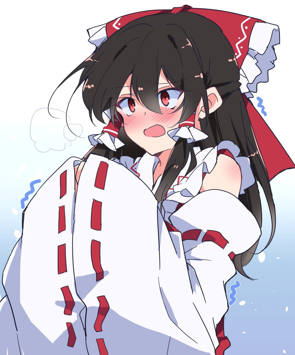 hakurei reimu 1girl solo hair tubes detached sleeves bow red bow blush  illustration images