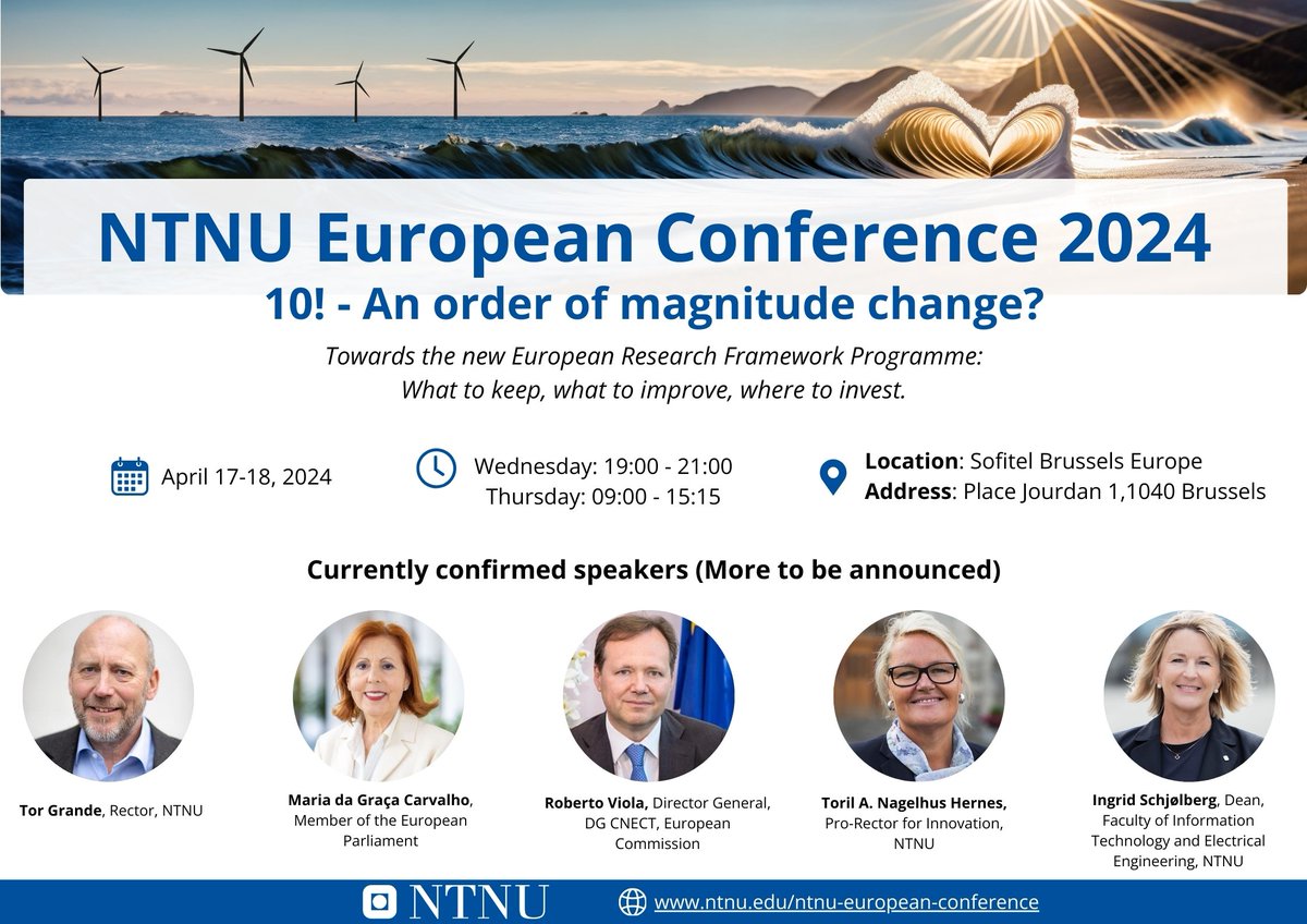 We are happy to announce that we have now opened the registrations for the 8th NTNU European Conference! 👨‍🔬 Read more about the conference and register on the website 👇 ntnu.edu/ntnu-european-… #knowledge4EU #ntnueuropeanconference #FP10