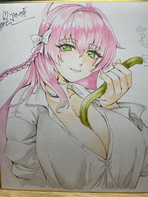 アナログ落書き、水彩筆ペンでハナコ 