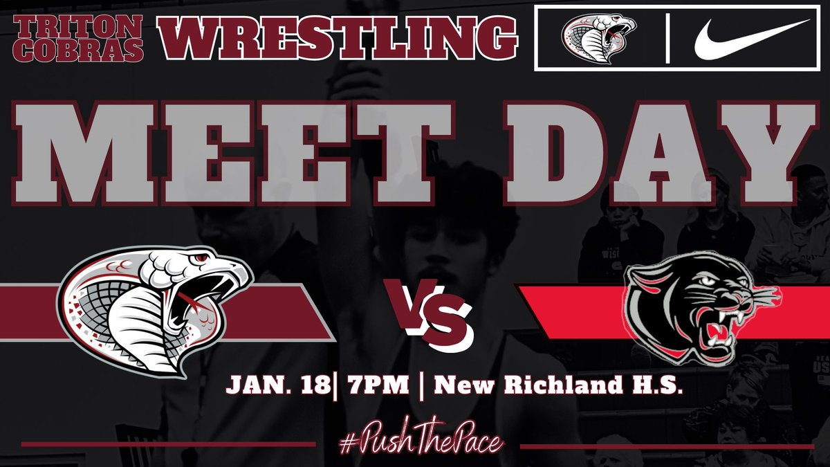 Cobra_Mat_Rats's tweet photo. The Cobras travel to New Richland tonight for a Gopher Conference dual with the NRHEG Panthers. Wrestling starts at 6:00 for JV and 7:00 for Varsity. #wearetriton #wearefamily #pushthepace https://t.co/iGfyeA78HB