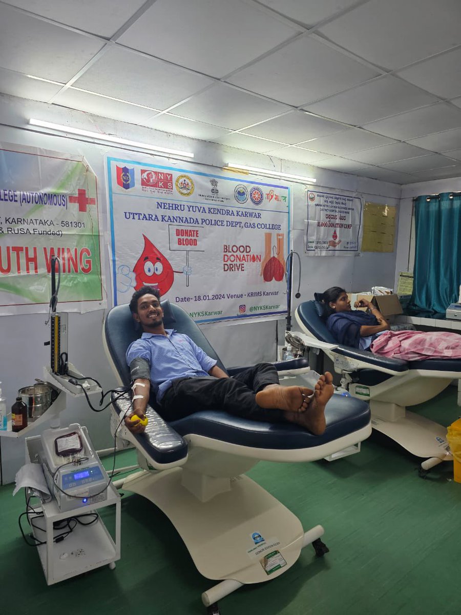 Blood donation drive during Road safety week @MNNatraj1 @nyksindia @nykskarnataka @dcuttarakannada @Anurag_Office @CMofKarnataka @AnantkumarH @Satish_Sail 
#NationalYouthFestival2024 
#NationalYouthDay2024 
#RoadSafety 
#RoadSafetyWeek2024