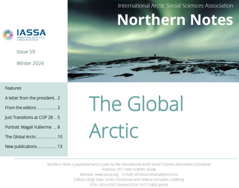 IASSA_SocSci's tweet photo. This winter's #NorthernNotes 59 released today! Featuring reflections from @berichi and @energy_subject on #COP28; Portrait of Magali Vuillerme; and Bjørn Kaltenborn's writing on "The Global Arctic". #Arcticresearch #ArcticSocialScience Read it here: https://t.co/qNEFExpYSg https://t.co/a9ahxGbTfN