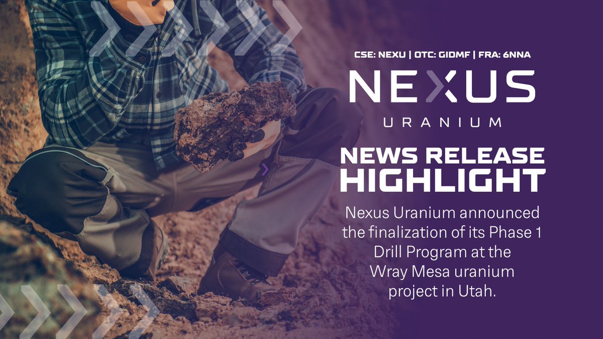 NexusUranium's tweet image. #ICYMI ➡️ Nexus Uranium announced the finalization of its Phase 1 Drill Program at the Wray Mesa uranium project in Utah.
Discover more about this project and what lies ahead » stockmkt.info/4aOC6QE 
#miningandexploration #Drillprogram #OCTmarkets
🇨🇦 $NEXU 🇺🇸 $GIDMF