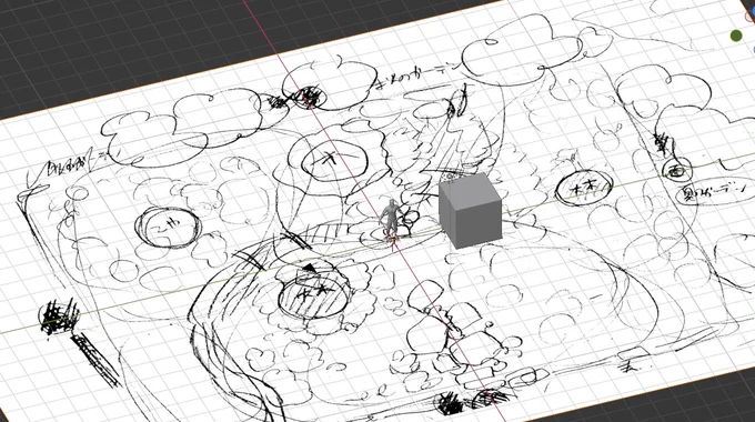 ブレンダーで庭のアタリを作っていくわよ 
