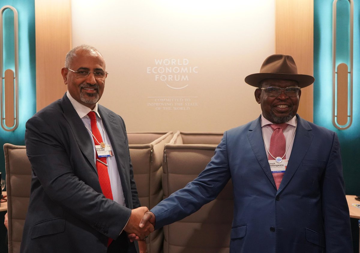 Pleased to meet #SouthAfrica Finance Minister Enoch Godongwana at #WEF24. We discussed the important opportunities and next steps to strengthen our bilateral cooperation at all levels.