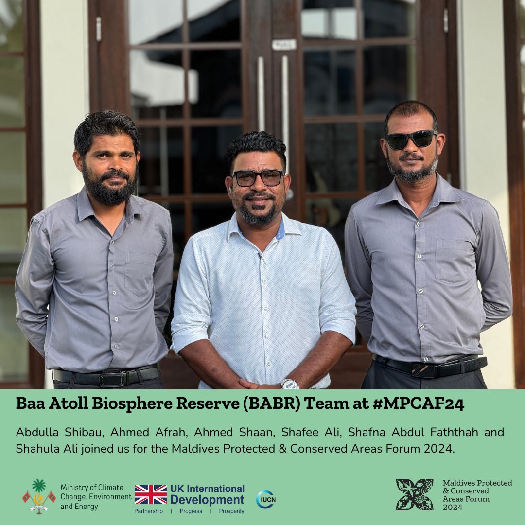 pcamaldives's tweet photo. Baa Atoll Biosphere Reserve (BABR) Team at #MPCAF24. @BaaAtollBR #BluePlanetFund @moenvmv @UKinMaldives @Defragovuk @JNCC_UK @CefasGovUK @The_MMO https://t.co/n0r7a1gVlQ