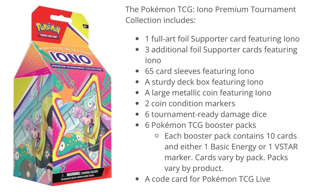 Pokmon TCG: Iono Premium Tournament Collection for $39.99 on Pokmon Center #Pokemon #PokemonTCG https://t.co/fbXKE9ZLFT Pokmon TCG: Iono Premium Tournament Collection for $39.99 on Pokmon Center #Pokemon #PokemonTCG https://t.co/fbXKE9ZLFT