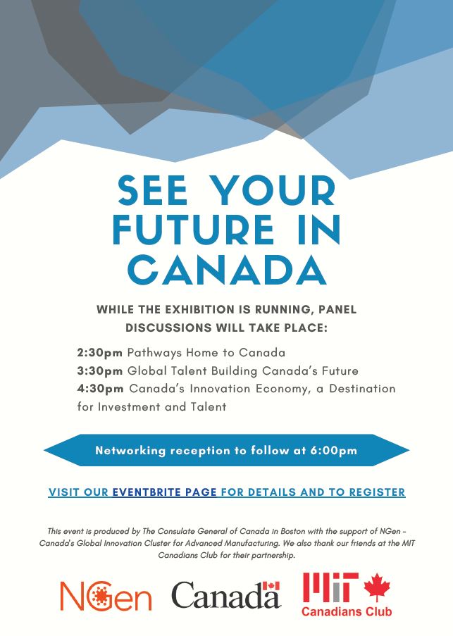 On February 22, we are excited to offer 'Talent Goes North' on the campus of @MIT! This expo is an opportunity for university students in #Boston to connect & learn about opportunities in Canada’s dynamic economy. Please register in the link below: eventbrite.ca/e/talent-goes-…