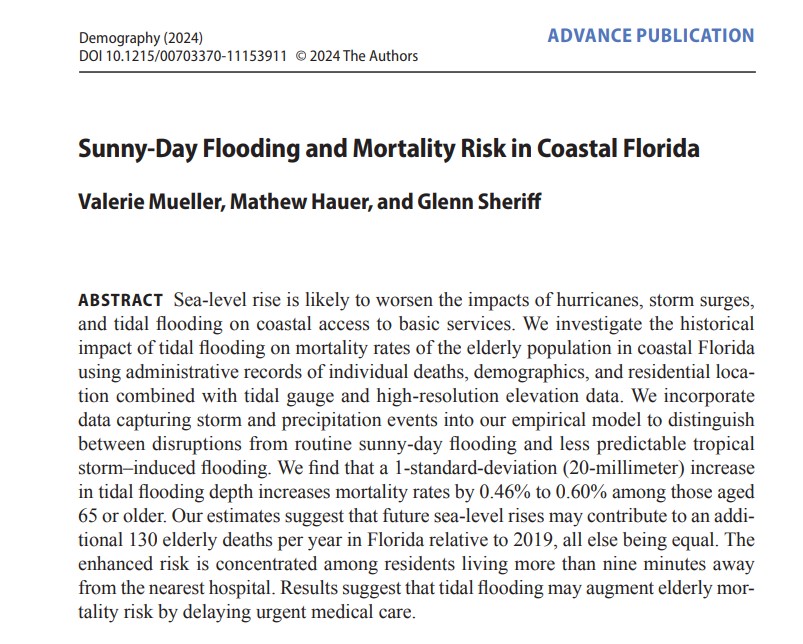 Demography Journal (@readdemography) on Twitter photo “Sunny-Day Flooding & Mortality Risk”: Using tidal gauge & elevation data, @Val_Mueller_ASU, <a href="/theHauer/">Matt Hauer</a> & <a href="/gdsheriff/">🌵Glenn 🌵☀️🦂</a> show how "flooding in the absence of tropical cyclones drives an increase in deaths caused by respiratory disease & external factors."
ow.ly/5QWZ50Qs7TJ “Sunny-Day Flooding & Mortality Risk”: Using tidal gauge & elevation data, @Val_Mueller_ASU, <a href="/theHauer/">Matt Hauer</a> & <a href="/gdsheriff/">🌵Glenn 🌵☀️🦂</a> show how "flooding in the absence of tropical cyclones drives an increase in deaths caused by respiratory disease & external factors."
ow.ly/5QWZ50Qs7TJ