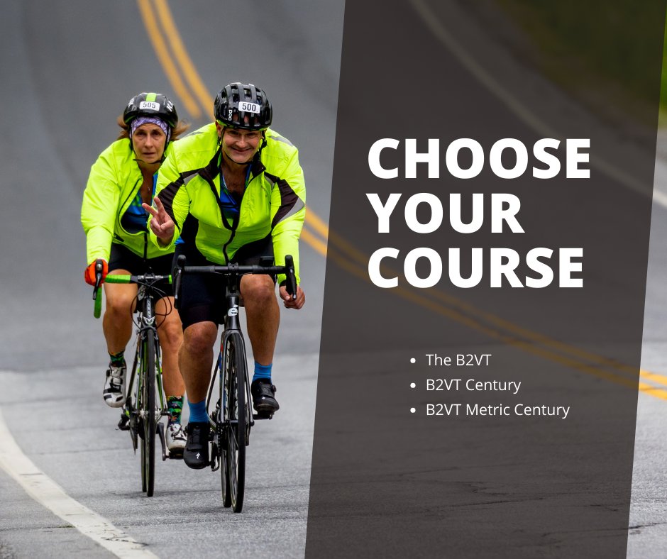 Choose your distance- we have a course for every level of fitness but they are all going to be painful :) Registration opens January 23rd!
b2vtride.com/course-options