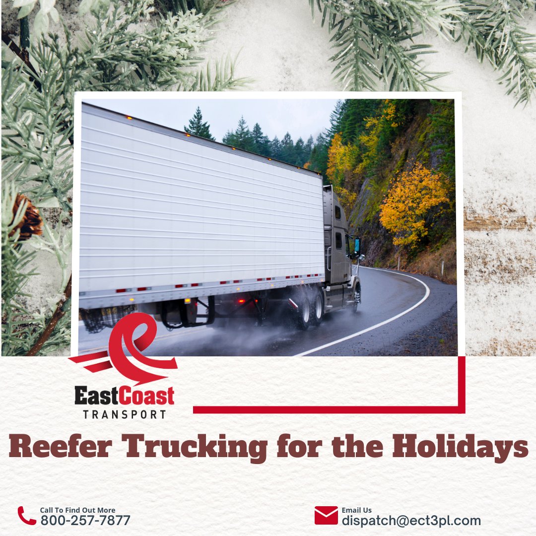 ect3pl's tweet image. As the holiday season approaches, #ECT is ready to help you deliver the festive cheer with our safe &amp;amp; reliable #ReeferTransport services. ❄️❄️❄️

Request a #HolidayTransport quote today: eastcoasttransportllc.com/reefer-transpo… 

#ReeferTrucking #FreightTransport