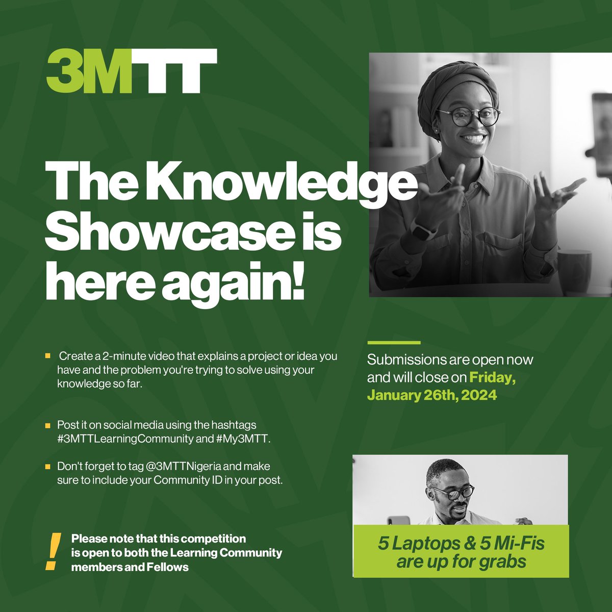 The #3MTT Knowledge Showcase is here again! It's time to share a project you're working on or a presentation of what you have learnt so far in your respective courses to stand a chance to win valuable rewards.