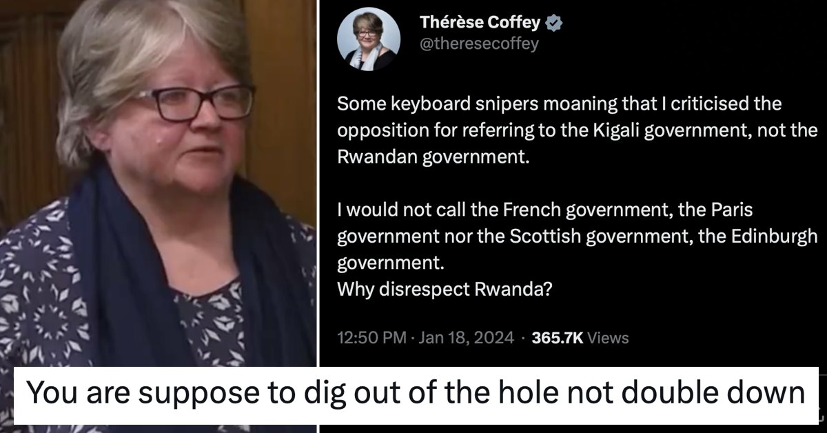 Thérèse Coffey tried to style out her comedy Rwanda faux pas and was owned into the next parliament thepoke.com/2024/01/18/the…