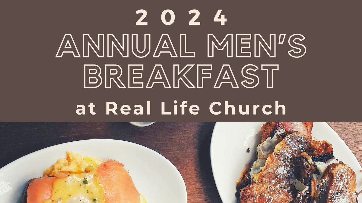 RealLifeMD's tweet image. The Annual Men's Breakfast is this Saturday at 7:30am! Come on out and invite your friends for a great morning of fellowship and a message from Pastor Todd!