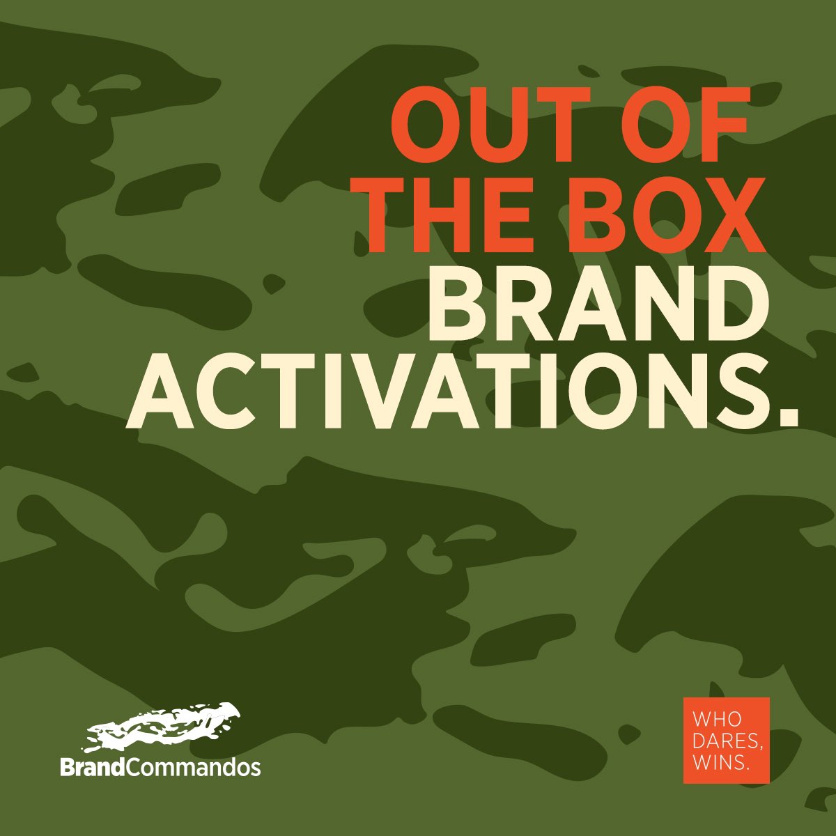We're masters at crafting mind-blowing #BrandActivations that are anything but ordinary. 

We're all about thinking #OutsideTheBox, using the latest tech, collaborating like superheroes, and making a splash.

Brand Commandos | Who dares wins